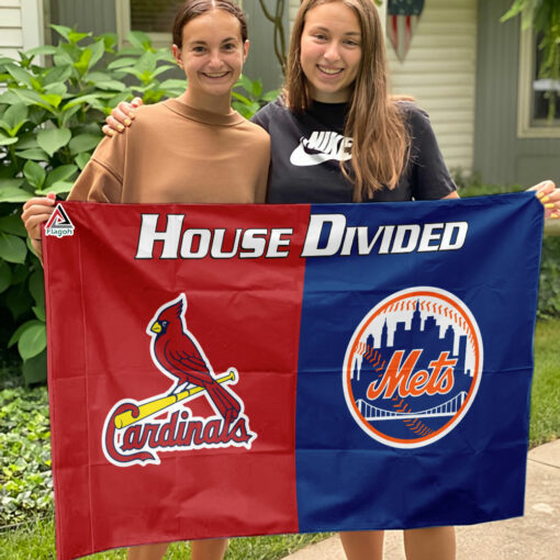 Cardinals vs Mets House Divided Flag, MLB House Divided Flag