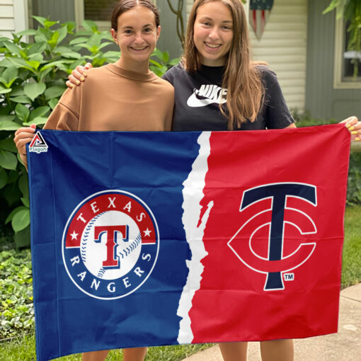 Rangers vs Twins House Divided Flag, MLB House Divided Flag