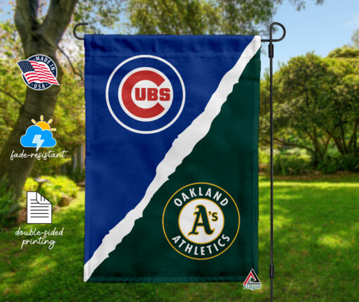 Cubs vs Athletics House Divided Flag, MLB House Divided Flag