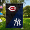 Reds vs Yankees House Divided Flag, MLB House Divided Flag