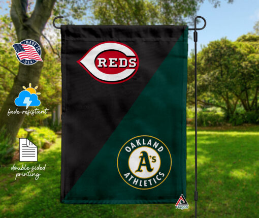 Reds vs Athletics House Divided Flag, MLB House Divided Flag