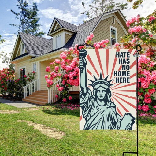 Hate Has No Home Here Statue of Liberty Flag, Distressed Patriotic Garden Sign, 4th July Decorative Vertical Flags