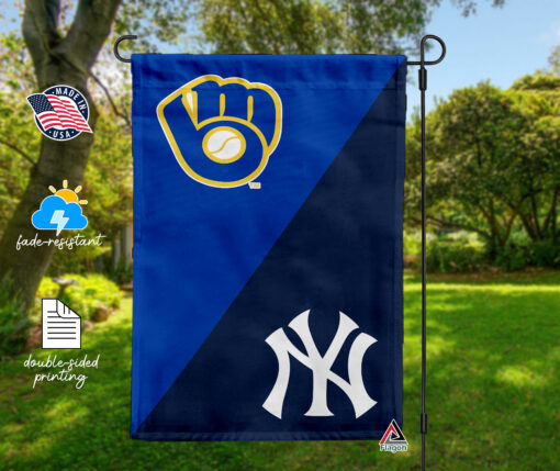 Brewers vs Yankees House Divided Flag, MLB House Divided Flag