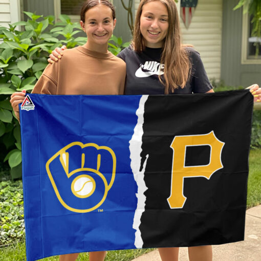 Brewers vs Pirates House Divided Flag, MLB House Divided Flag