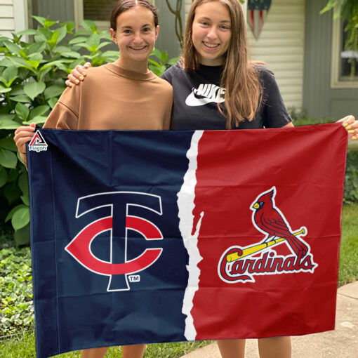 Twins vs Cardinals House Divided Flag, MLB House Divided Flag