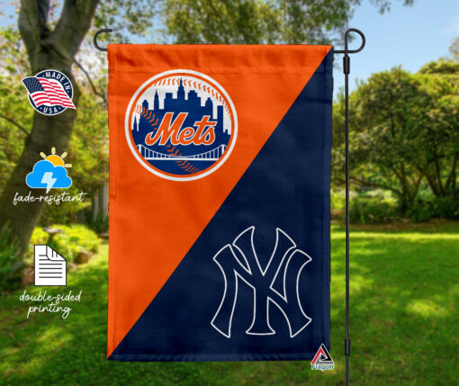 Mets vs Yankees House Divided Flag, MLB House Divided Flag