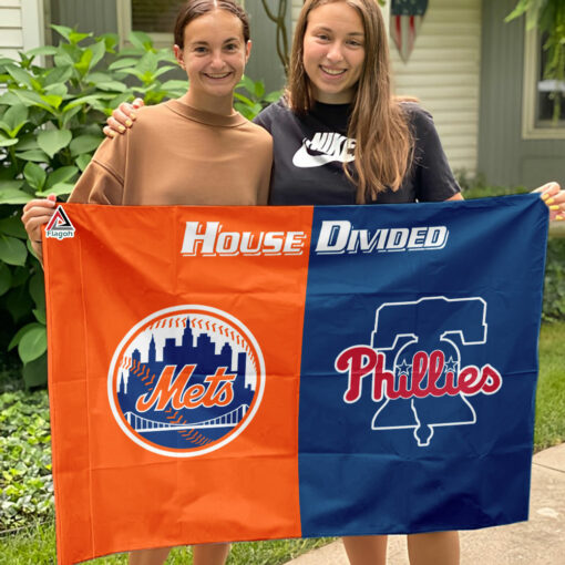 Mets vs Phillies House Divided Flag, MLB House Divided Flag
