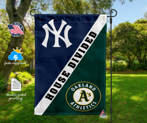 Yankees vs Athletics House Divided Flag, MLB House Divided Flag