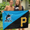 Marlins vs Pirates House Divided Flag, MLB House Divided Flag