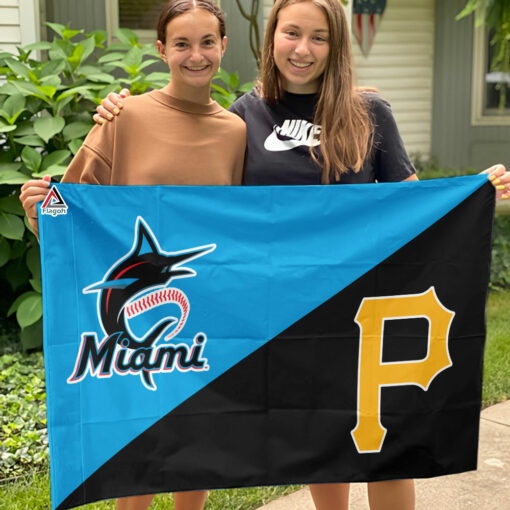 Marlins vs Pirates House Divided Flag, MLB House Divided Flag