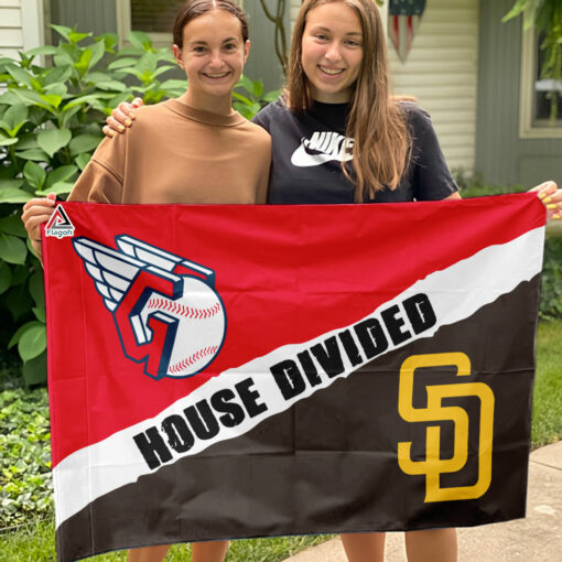Guardians vs Padres House Divided Flag, MLB House Divided Flag