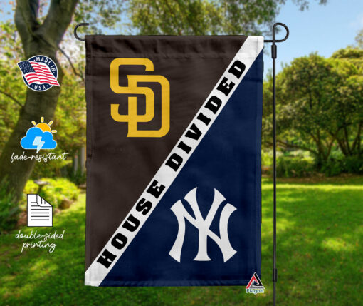 Padres vs Yankees House Divided Flag, MLB House Divided Flag