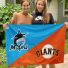 Marlins vs Giants House Divided Flag, MLB House Divided Flag