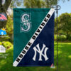 Mariners vs Yankees House Divided Flag, MLB House Divided Flag