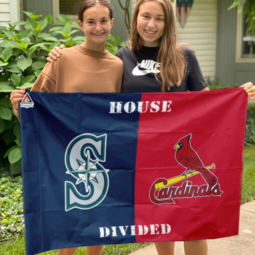 Mariners vs Cardinals House Divided Flag, MLB House Divided Flag