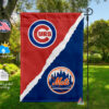 Cubs vs Mets House Divided Flag, MLB House Divided Flag