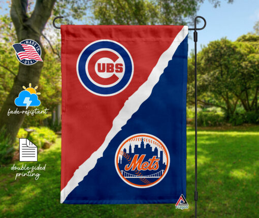 Cubs vs Mets House Divided Flag, MLB House Divided Flag