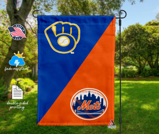Brewers vs Mets House Divided Flag, MLB House Divided Flag