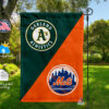 Athletics vs Mets House Divided Flag, MLB House Divided Flag