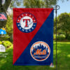 Rangers vs Mets House Divided Flag, MLB House Divided Flag