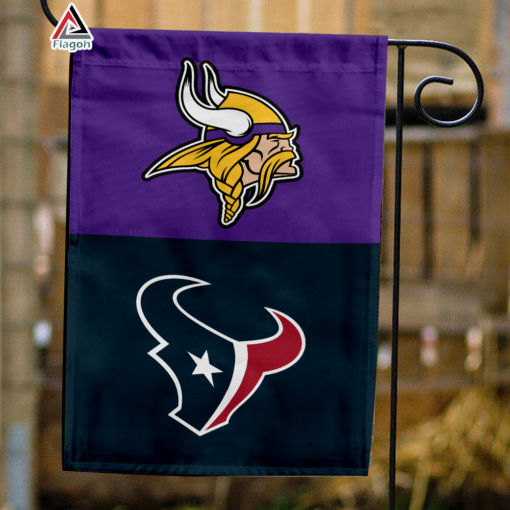 Vikings vs Texans House Divided Flag, NFL House Divided Flag