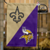 New Orleans Saints vs Minnesota Vikings House Divided Flag, NFL House Divided Flag