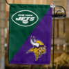 New York Jets vs Minnesota Vikings House Divided Flag, NFL House Divided Flag