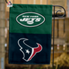 New York Jets vs Houston Texans House Divided Flag, NFL House Divided Flag
