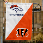 Broncos vs Bengals House Divided Flag, NFL House Divided Flag