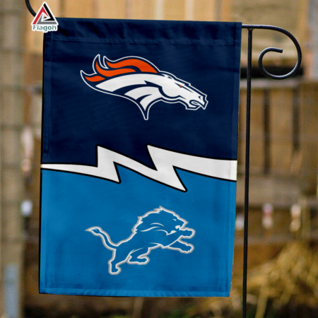 Broncos vs Lions House Divided Flag, NFL House Divided Flag