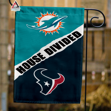 Dolphins vs Texans House Divided Flag, NFL House Divided Flag