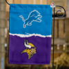 Detroit Lions vs Minnesota Vikings House Divided Flag, NFL House Divided Flag