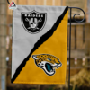 Las Vegas Raiders vs Jacksonville Jaguars House Divided Flag, NFL House Divided Flag