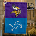 Vikings vs Lions House Divided Flag, NFL House Divided Flag