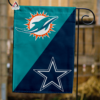 Miami Dolphins vs Dallas Cowboys House Divided Flag, NFL House Divided Flag