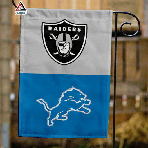 Raiders vs Lions House Divided Flag, NFL House Divided Flag