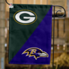Green Bay Packers vs Baltimore Ravens House Divided Flag, NFL House Divided Flag
