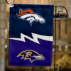 Denver Broncos vs Baltimore Ravens House Divided Flag, NFL House Divided Flag