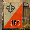 New Orleans Saints vs Cincinnati Bengals House Divided Flag, NFL House Divided Flag