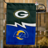 Green Bay Packers Los Angeles Rams House Divided Flag, NFL House Divided Flag