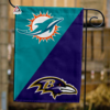 Miami Dolphins vs Baltimore Ravens House Divided Flag, NFL House Divided Flag