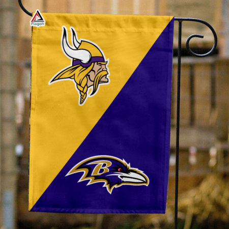 Vikings vs Ravens House Divided Flag, NFL House Divided Flag