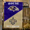Baltimore Ravens vs New Orleans Saints House Divided Flag, NFL House Divided Flag