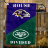 Baltimore Ravens vs New York Jets House Divided Flag, NFL House Divided Flag