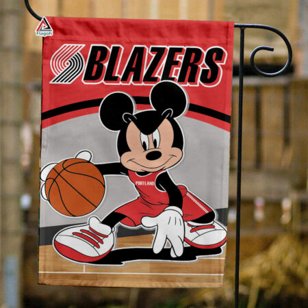 Portland Trail Blazers x Mickey Basketball Flag, NBA Premium Flag