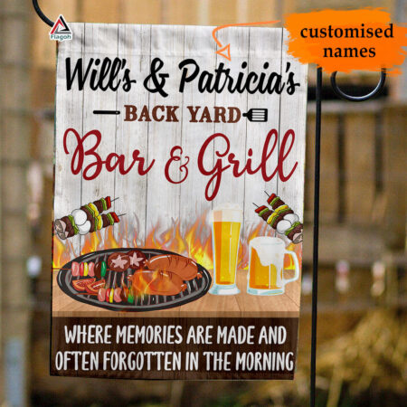 Personalized Welcome To Our Deck Flag, Outdoor Bar and Grill Sign