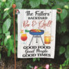 Personalized Backyard Bar And Grill Garden Flag, Custom Family Camping Sign