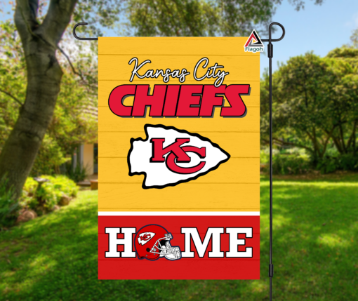 Kansas City Chiefs Football Flag, KC Wolf Mascot Personalized Football Fan Welcome Flags, Custom Family Name NFL Premium Decor