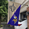 New Orleans Saints vs Minnesota Vikings House Divided Flag, NFL House Divided Flag