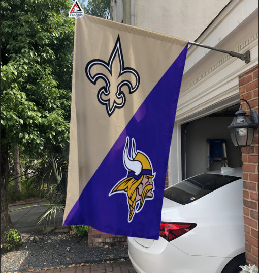 Saints vs Vikings House Divided Flag, NFL House Divided Flag